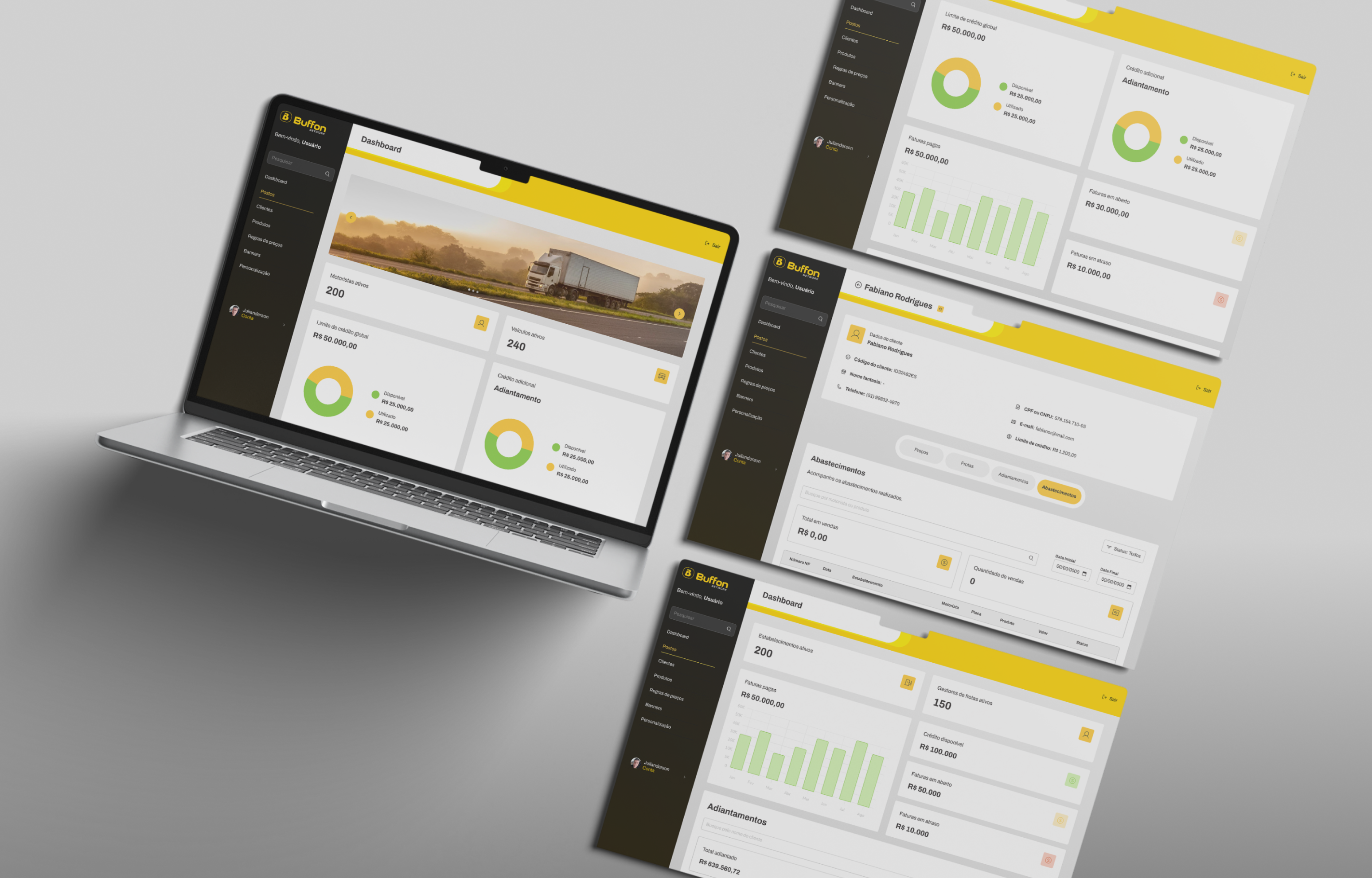 Buffon Frotas - Fleet management layout screen