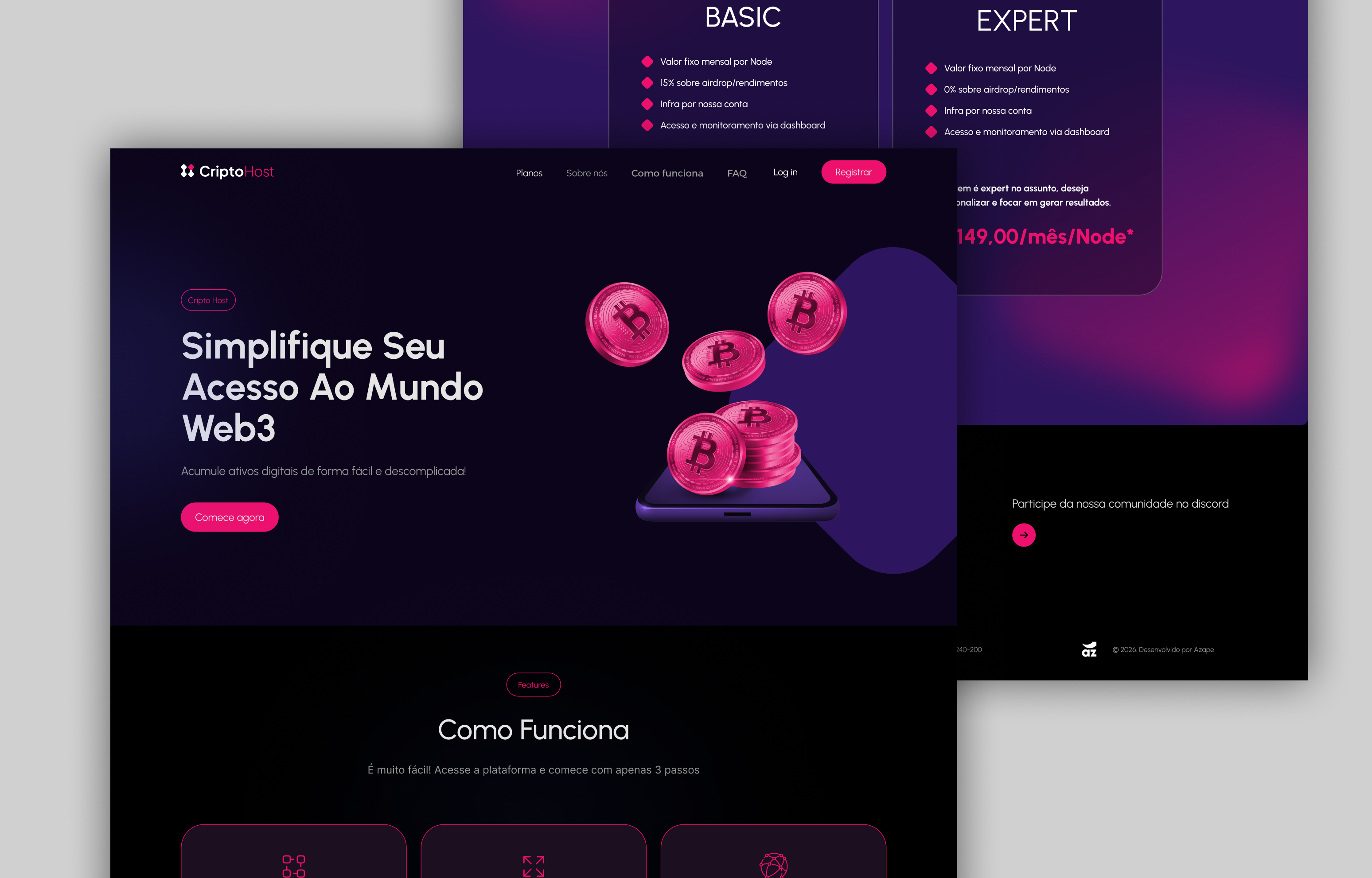 Tela Mobile Responsiva do Cripto Host