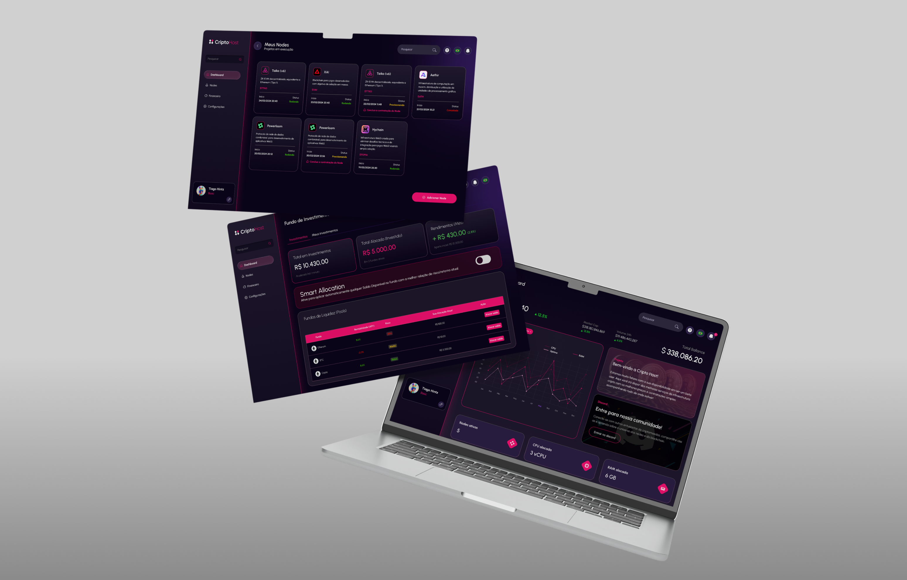 Cripto Host - Crypto mining platform layout screenshot