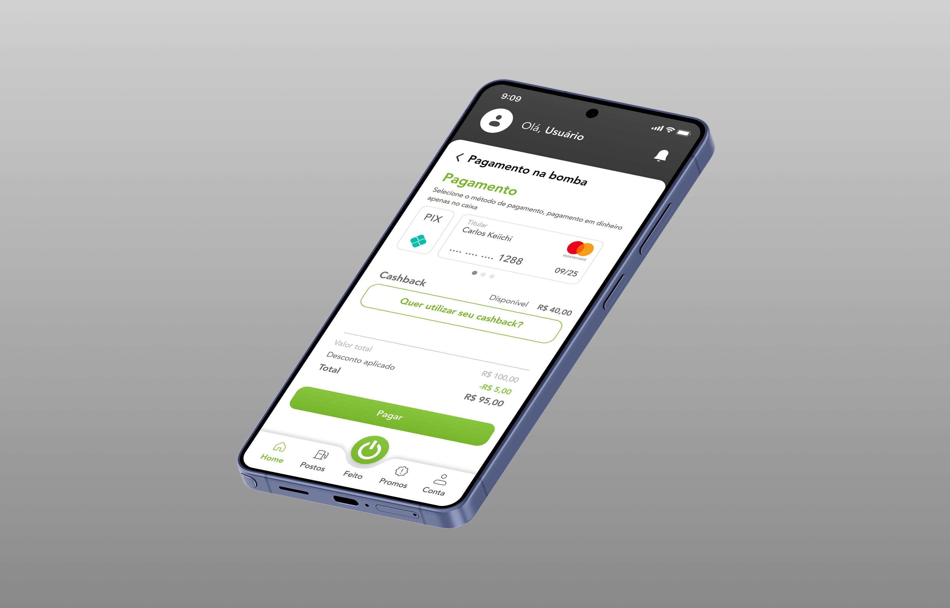 Tela de Resgate de Cashback em 2 Toques